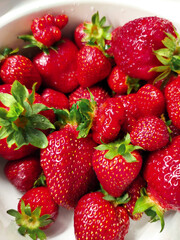 Sweet ripe red strawberry berry fruit summer background texture