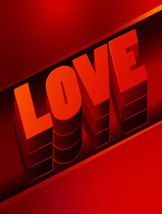 Valentine day background with word love on colored background. Love-lettering sign.