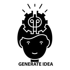 generate idea icon, black vector sign with editable strokes, concept illustration