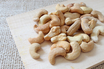 Portion of cashews with salt