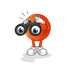 basketball with binoculars character. cartoon mascot vector