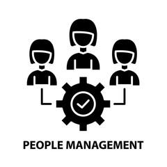 people management concept icon, black vector sign with editable strokes, concept illustration