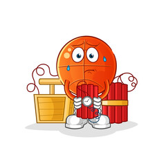 basketball holding dynamite character. cartoon mascot vector