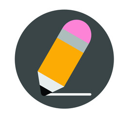 Flat multi colored pencil icon on dark background. Fully editable. Royalty free.