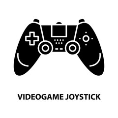 videogame joystick icon, black vector sign with editable strokes, concept illustration