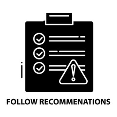 follow recommenations icon, black vector sign with editable strokes, concept illustration