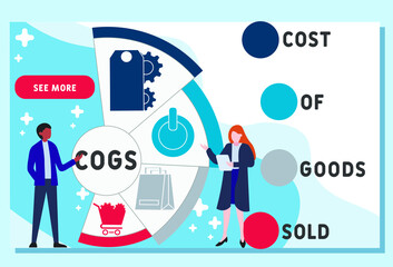 Vector website design template . COGS - Cost of Goods Sold acronym. business concept background. illustration for website banner, marketing materials, business presentation, online advertising. 