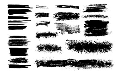 Vector Set of Grunge Design Elements. Brush Strokes. Vector illustration