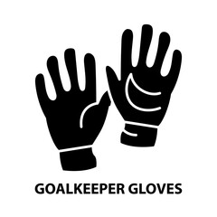 goalkeeper gloves icon, black vector sign with editable strokes, concept illustration