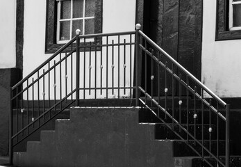 
stairway in black and white