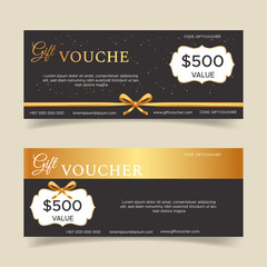 Gift voucher template with golden luxury elements