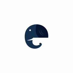 Elephant Abstract Vector Logo Template, Sign or Icon. Elephant Head Incorporated in the Letter E. Negative Space Concept with Modern Typography. Isolated.