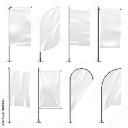 Download Beach Flag Template Banner Mockup White Flags Promotion Event Display Exhibition 3d Outdoor Advertising Realistic Wall Mural Babychubby
