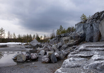 Italian marble quarry in Ruskeala mountain park, Karelia.