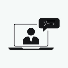 Online training in laptop icon. isolated on white background