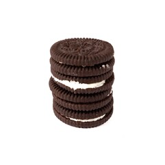 Chocolate Cream Cookies Isolated on white background