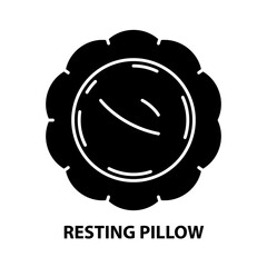 resting pillow icon, black vector sign with editable strokes, concept illustration