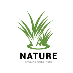 Grass nature logo vector template.