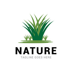 Grass nature logo vector template.