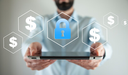 man with lock security business sign