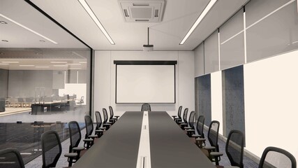 3d Rendering Interior Empty Modern Loft Office open space modern office footage.Modern open concept Lobby and reception area meeting room design.