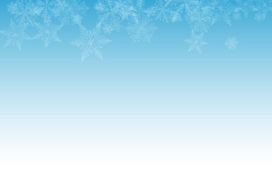 Silver Snowflake Vector Blue Background. Sky Snow 