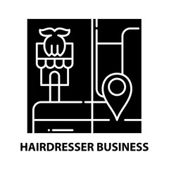 hairdresser business icon, black vector sign with editable strokes, concept illustration