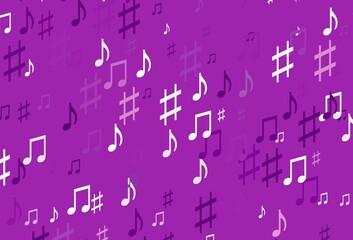Light Purple vector texture with musical notes.