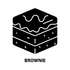brownie icon, black vector sign with editable strokes, concept illustration