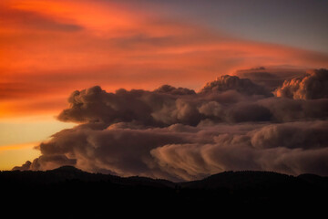 Rolling clouds at sunset near Golden, Colorado