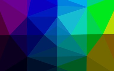 Dark Multicolor, Rainbow vector polygon abstract backdrop. Colorful illustration in Origami style with gradient.  Completely new design for your business.