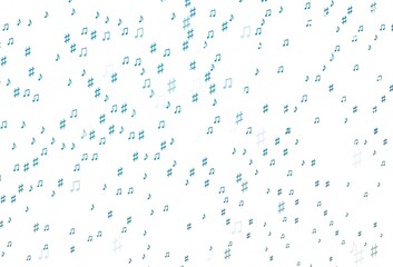 Light BLUE vector background with music symbols.
