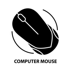 computer mouse icon, black vector sign with editable strokes, concept illustration