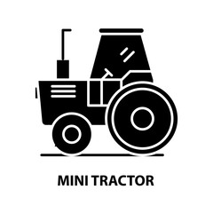 mini tractor icon, black vector sign with editable strokes, concept illustration