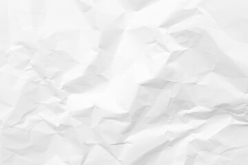 White crumpled paper texture background. Clean white paper. Top view.