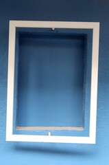 Outside white frame on blue gradient wall