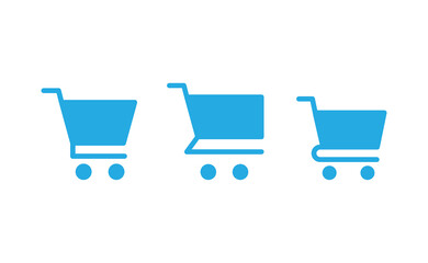 Shop cart icons collection. Supermarket trolley. E-commerce symbol. Online shopping.