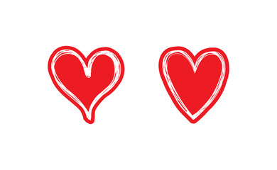 Heart doodles set. Hand drawn hearts collection. Valentine's day sketched design elements.