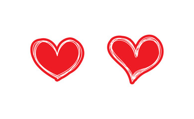 Heart doodles set. Hand drawn hearts collection. Valentine's day sketched design elements.