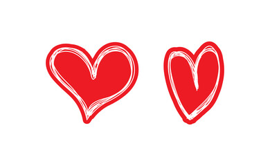 Heart doodles set. Hand drawn hearts collection. Valentine's day sketched design elements.