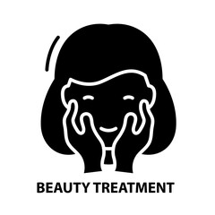 beauty treatment icon, black vector sign with editable strokes, concept illustration