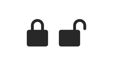Lock icon in flat style. Security symbol vector illustration. Padlock open an closed.