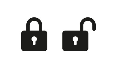 Lock icon in flat style. Security symbol vector illustration. Padlock open an closed.