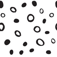 Doodle dots seamless pattern. Hand drawn circles background. Monochrome texture.