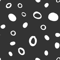 Doodle dots seamless pattern. Hand drawn circles background. Monochrome texture.
