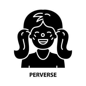perverse icon, black vector sign with editable strokes, concept illustration