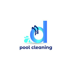 Initial d letter for swimming pools and aquatic venue repairing, setting and service company logo template