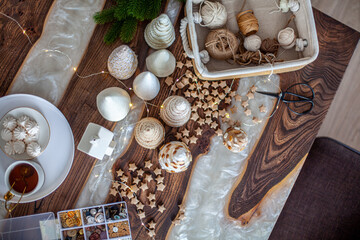 Christmas composition with handcrafted Christmas Tree.