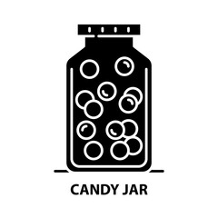candy jar icon, black vector sign with editable strokes, concept illustration