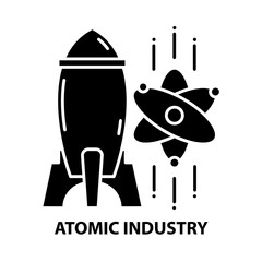 atomic industry icon, black vector sign with editable strokes, concept illustration